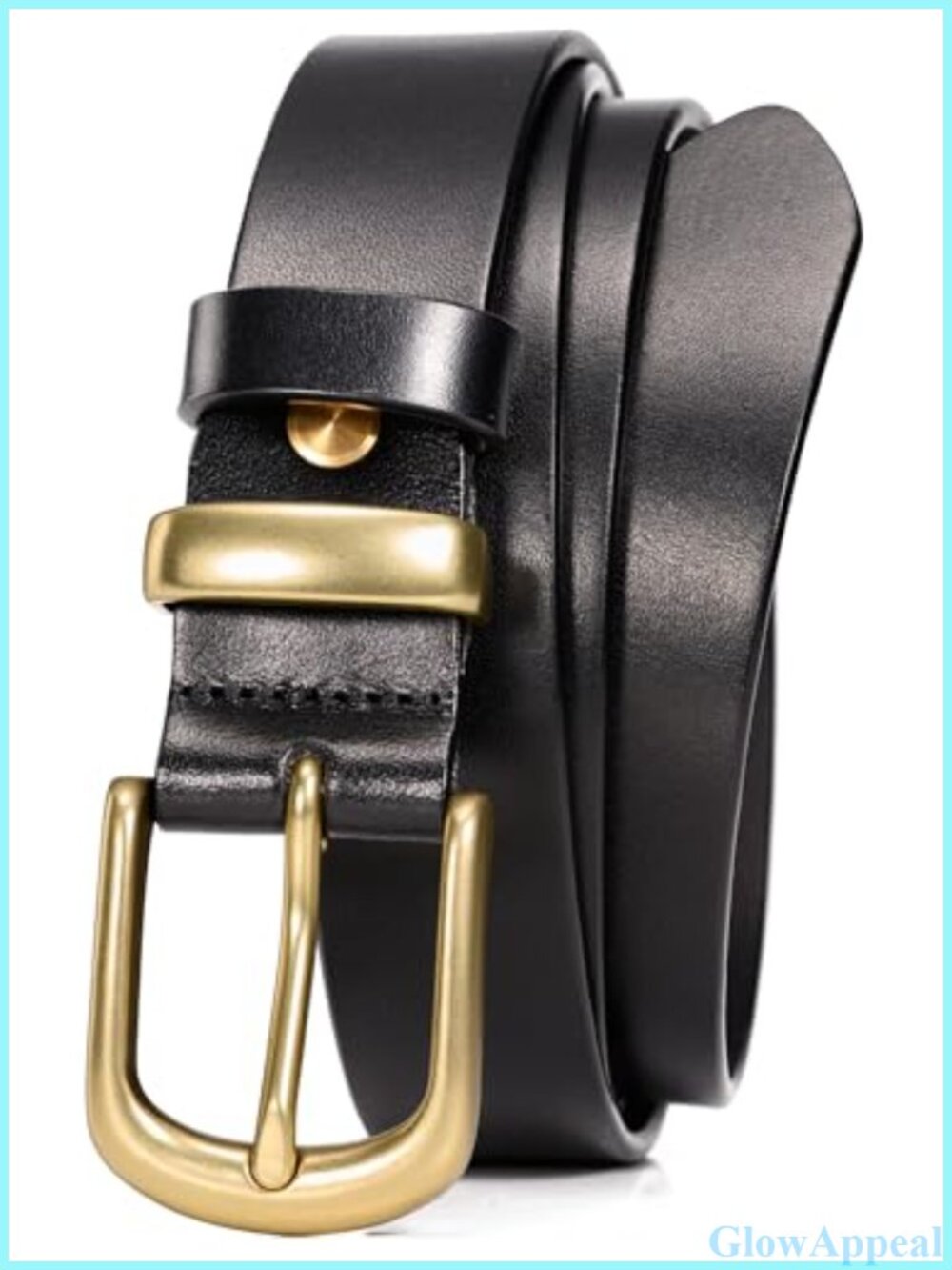 Full Grain Italian Leather Women's Belt Gold Buckle 1.1"